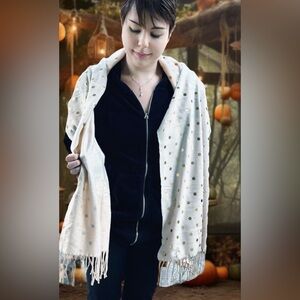 Soft Long Golden Dot Scarf from Lands End, NWT